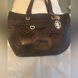 Brighton Dark Brown Tote with Heart Accents